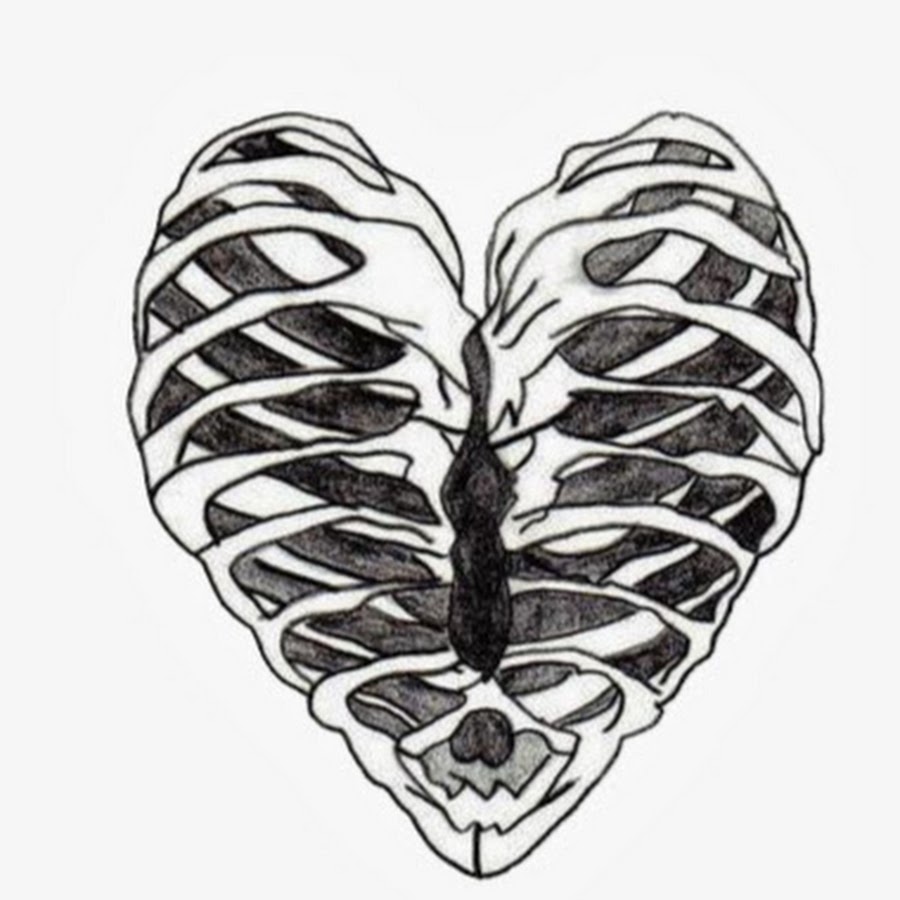 Rib Cage Heart Drawing Sketch Coloring Page