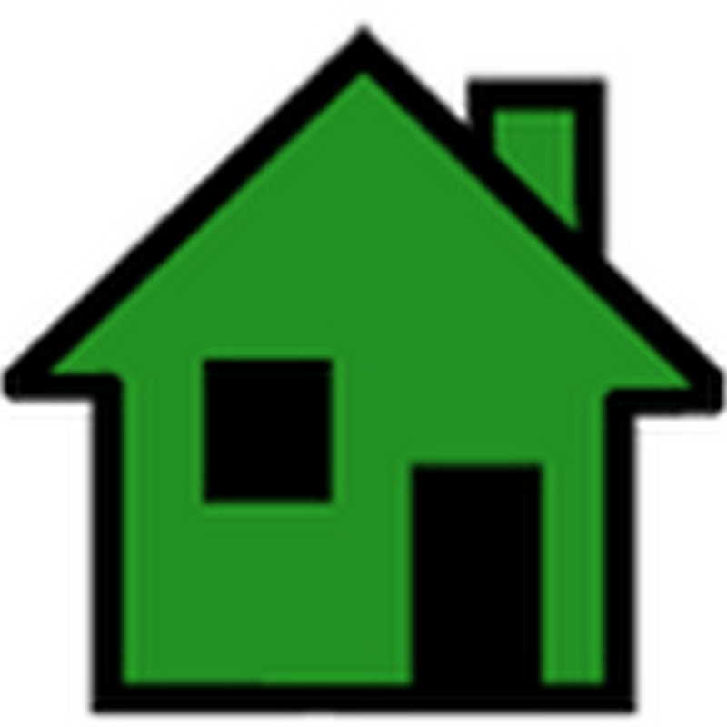 зеленый домик на белом фоне.