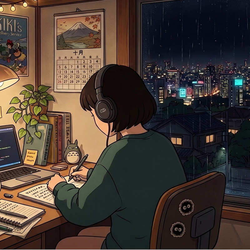 Rainy Lofi Desk