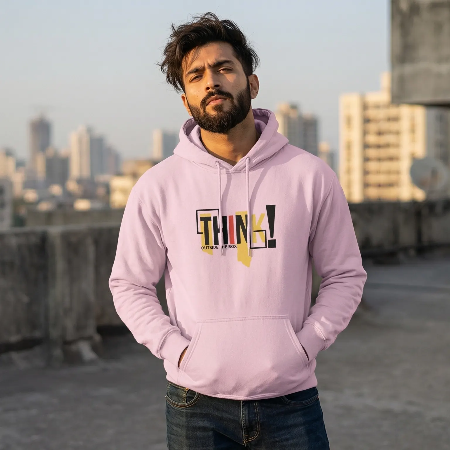 Light Baby Pink Think Outside The Box Hoodie