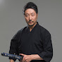 Actor Takeaki Abe.  Samurai sword fighting channel logo