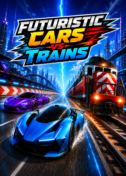 Futuristic Cars vs Trains — cover art