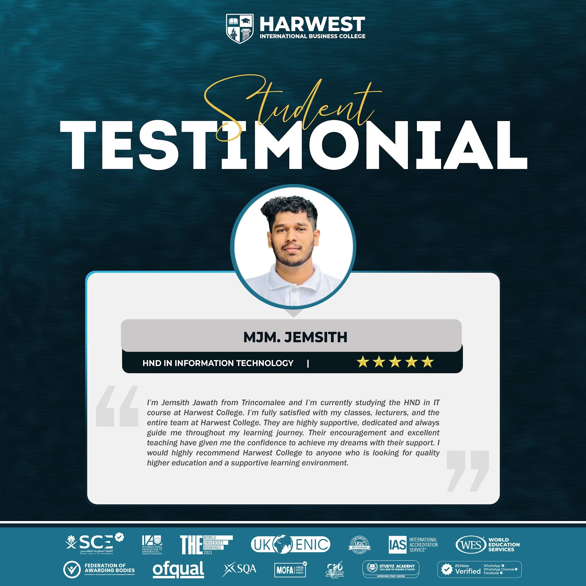 STUDENT TESTIMONIAL HND IN IT