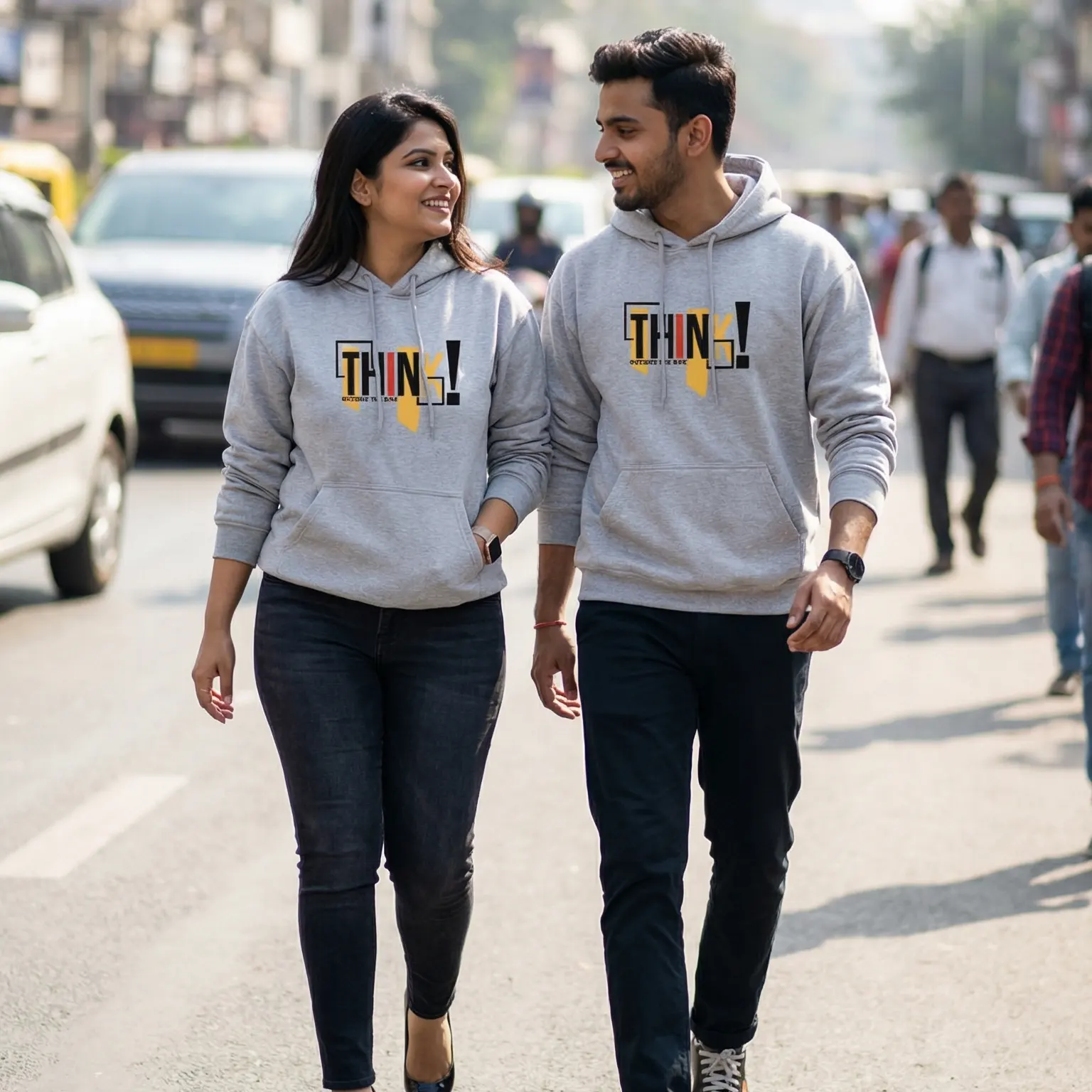 Grey Melange Think Outside The Box Hoodie