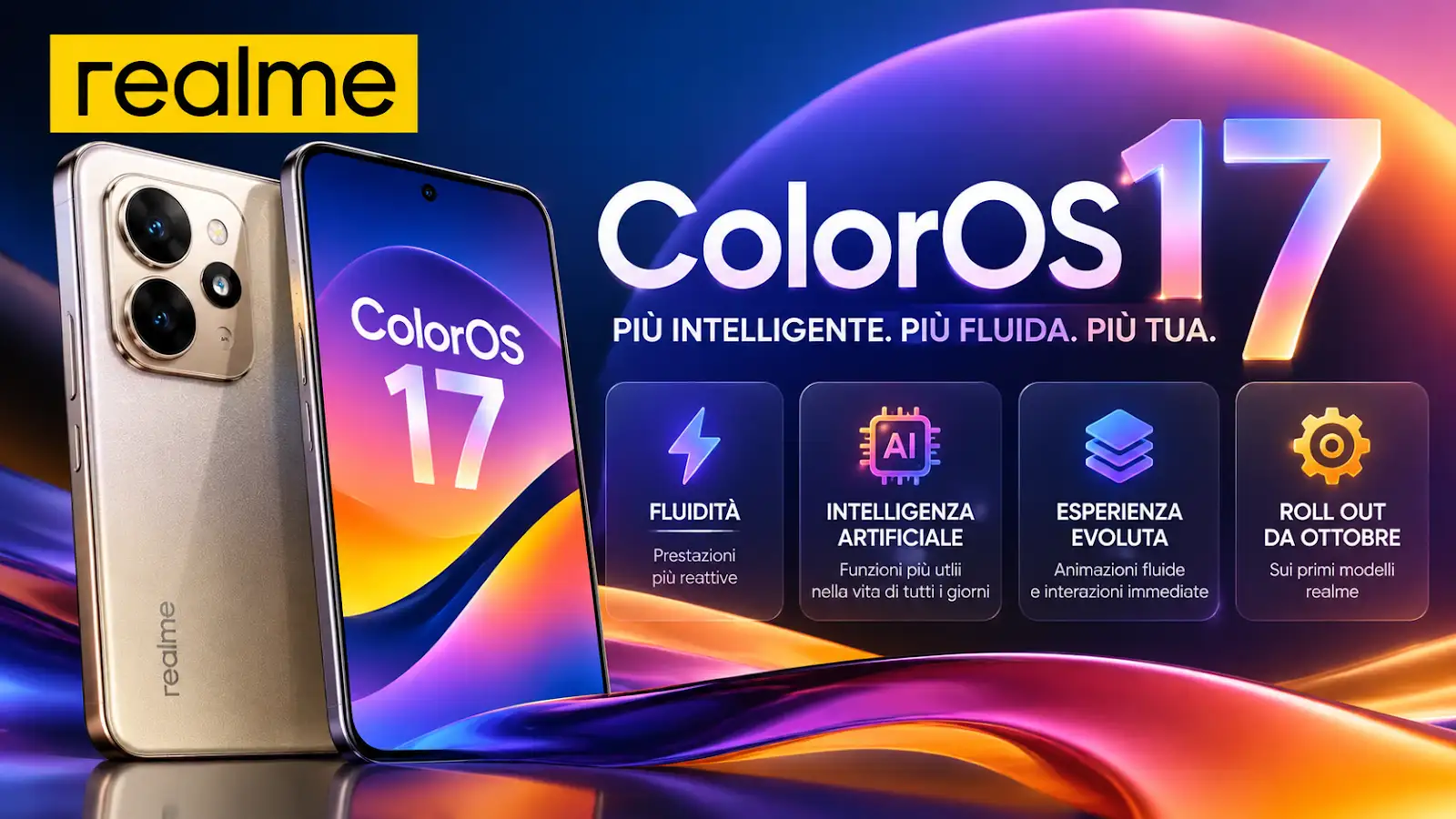 News: realme passa a ColorOS 17 basato su Android 17, rollout da ottobre sui primi smartphone