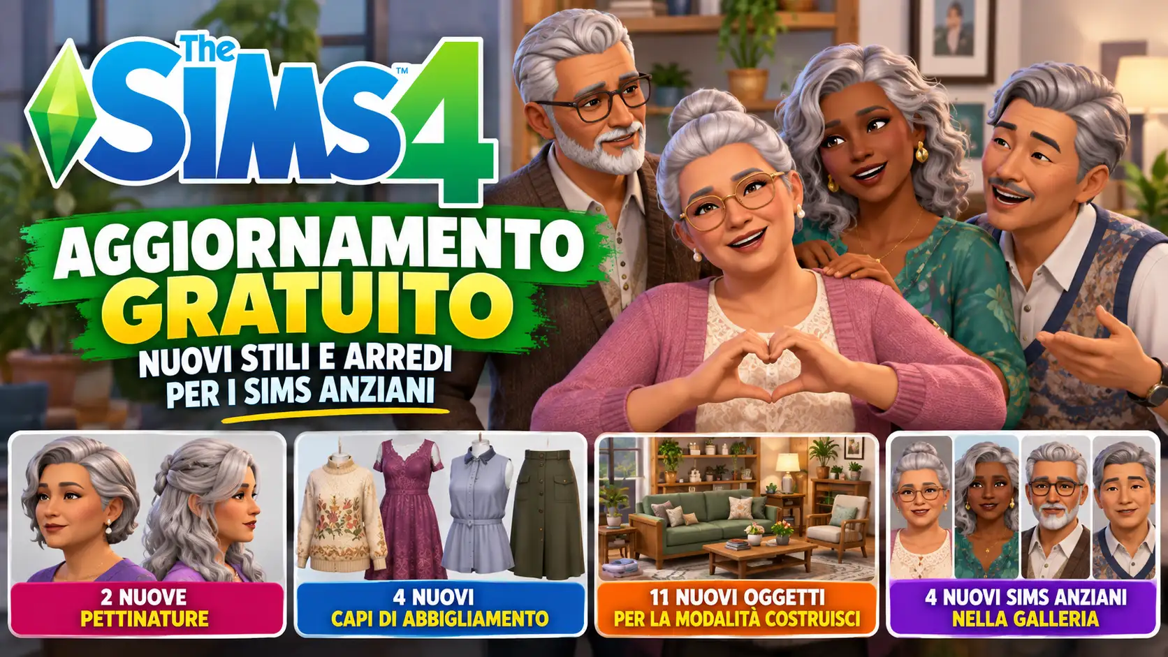 The Sims 4 riceve un aggiornamento gratuito dedicato ai Sims anziani