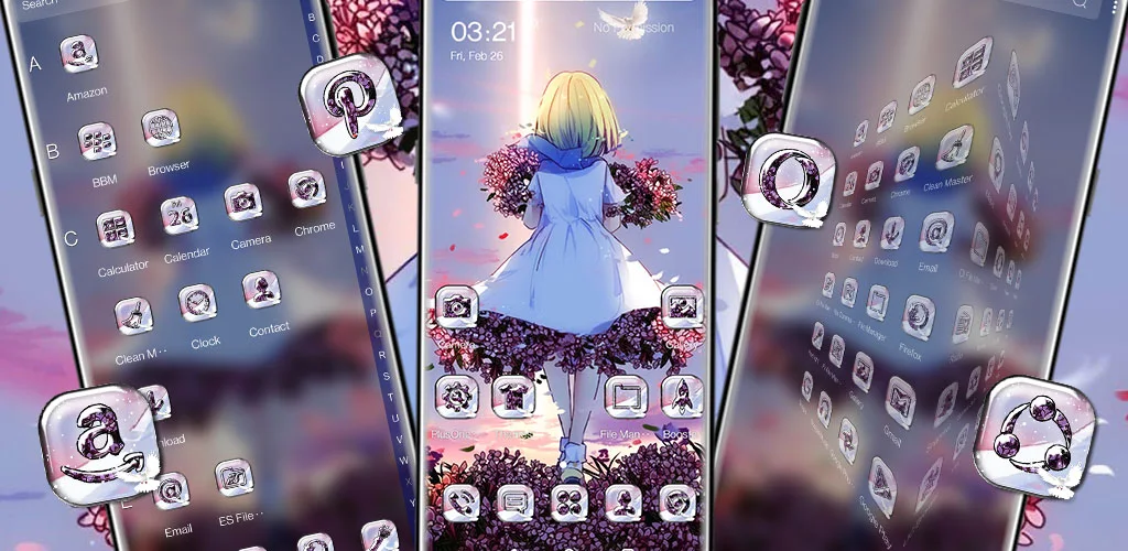 Anime Flower Girl Launcher Theme Apk For Android Baka Kaka