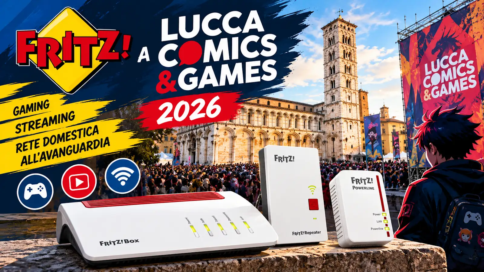 FRITZ! arriva a Lucca Comics & Games 2026 tra gaming, streaming e rete domestica