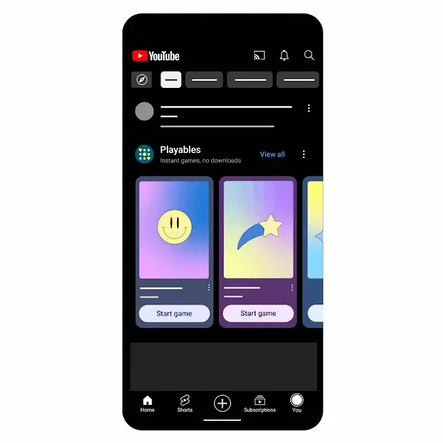Die Playables auf YouTube in der App, © YouTube, GIF