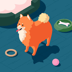犬とフリスビーアイコン画像
