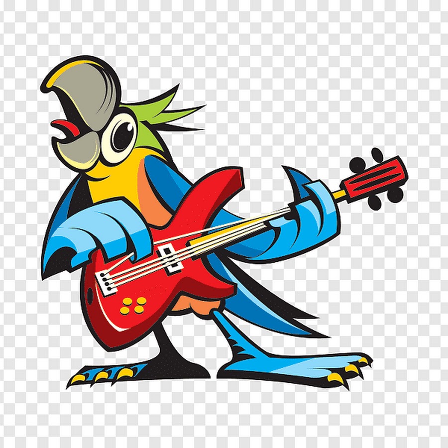 Веселое пение попугая. Попугай мультяшный. Попугай с гитарой. Мультяшки поют. Попугайчик с гитарой.
