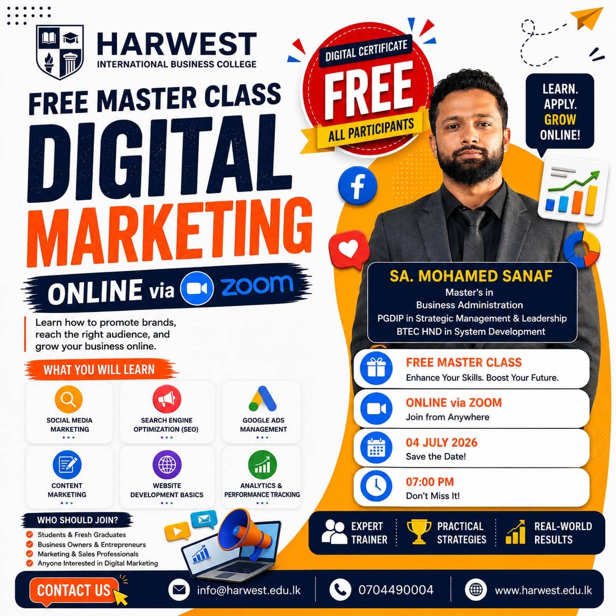 FREE MASTER CLASS IN DEGITAL MARKETING