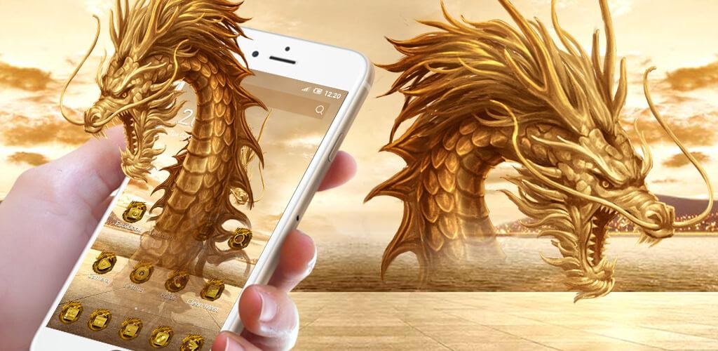 3D Golden Dragon APK for Android Cool Launcher Theme.