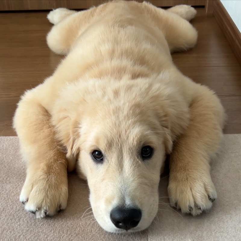 保護猫姉妹のピナとピコとゴールデンレトリバーのルン