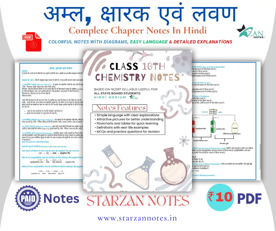 अम्ल, क्षारक एवं लवण - Notes Cover (Preview)