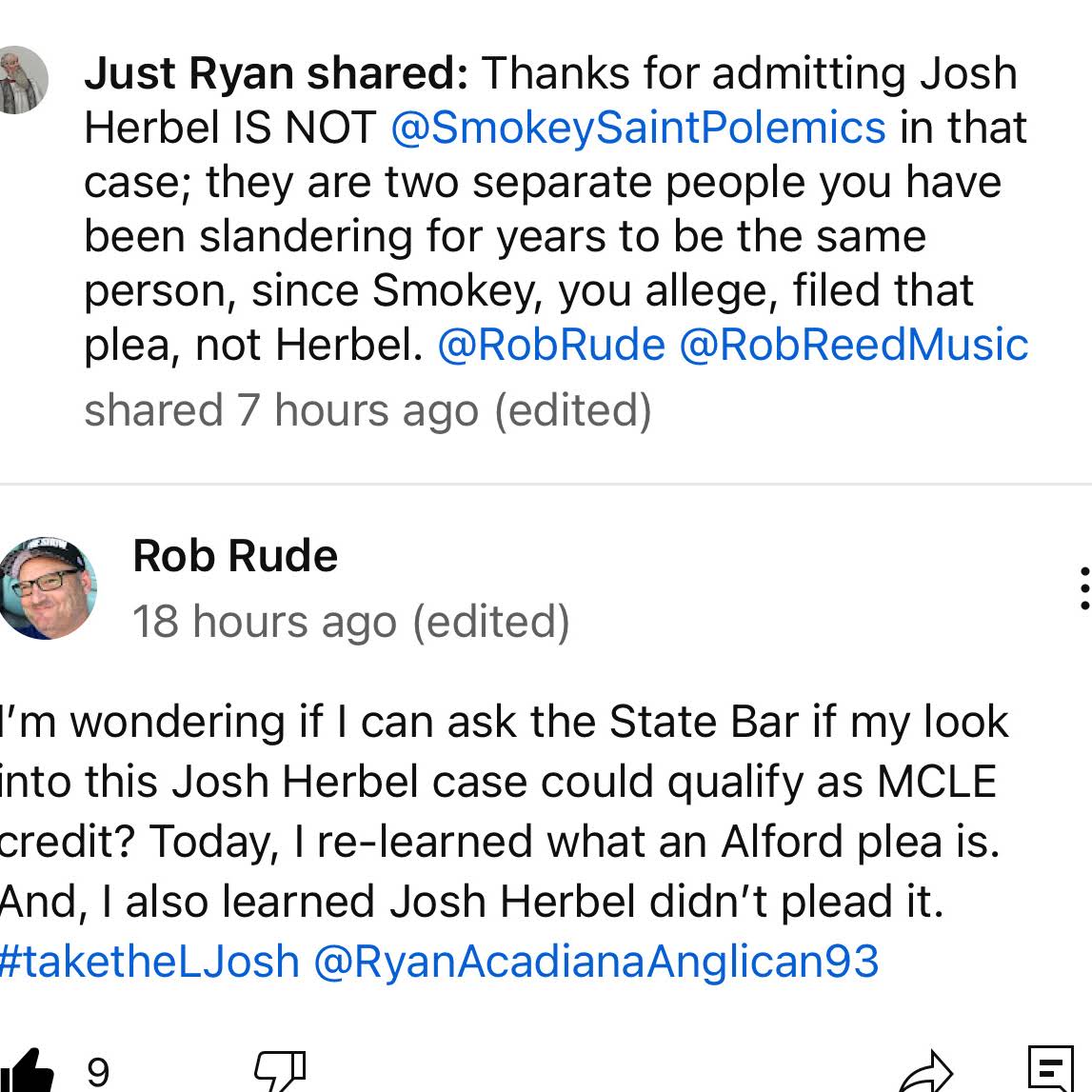 Post from Rob Rude