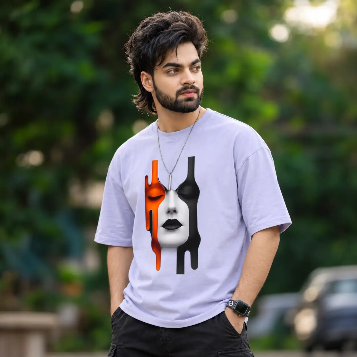 drip face graphic men's t-shirt