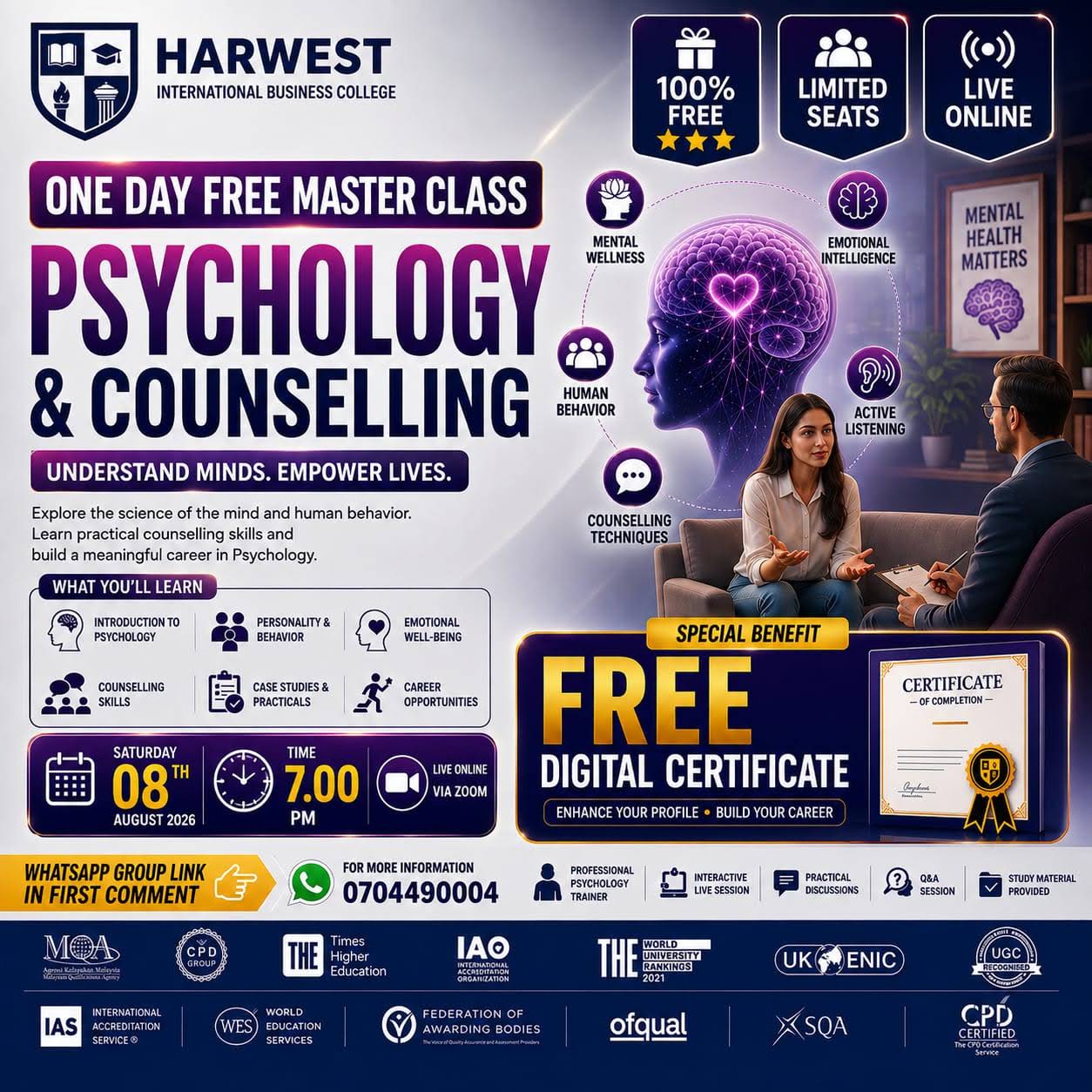 MASTER CLASS PSYCHOLOGY AND COUNSELLING