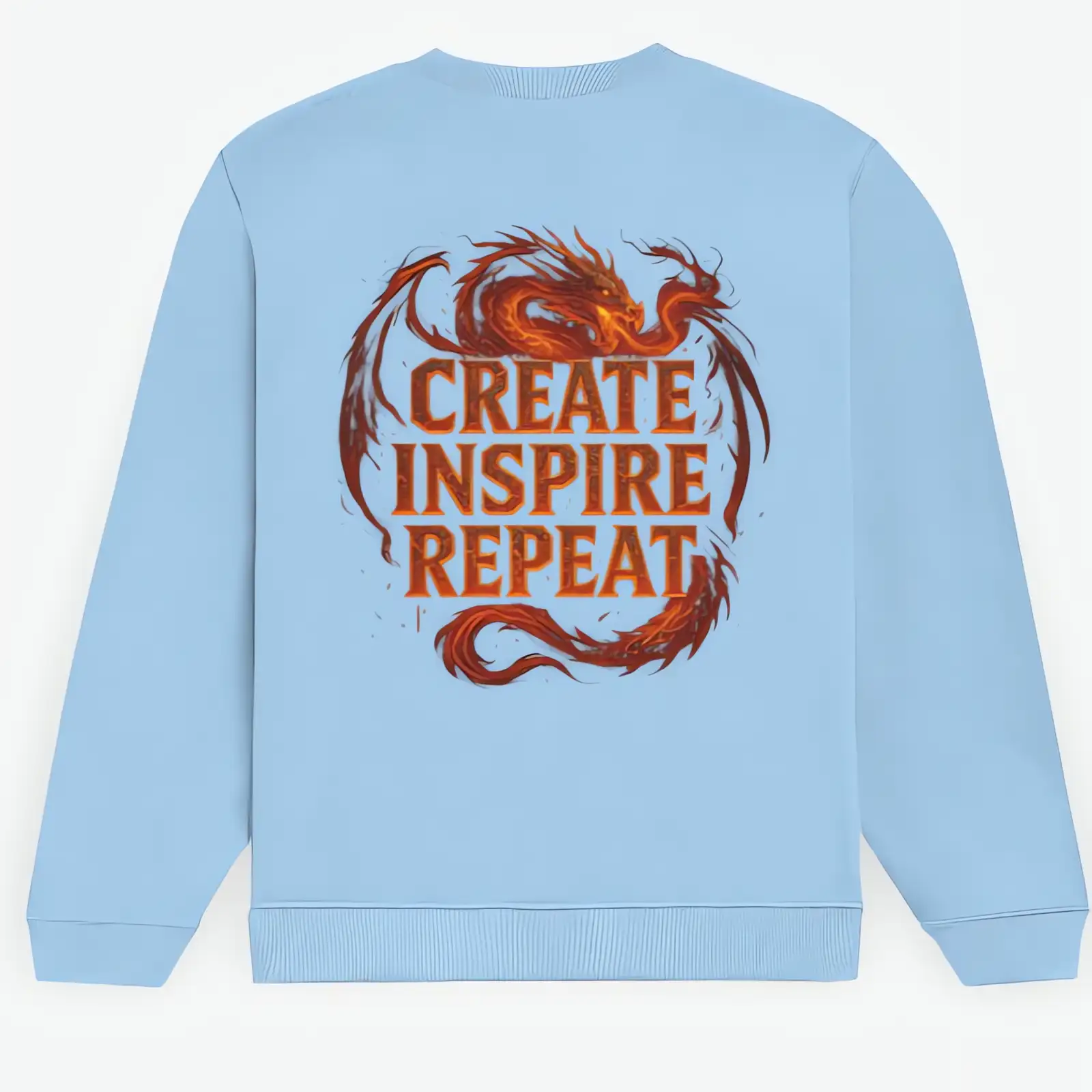 Create Inspire Repeat Dragon Sweatshirt | Unisex Premium 300 GSM Cotton Winter Sweatshirt - Baby Blue