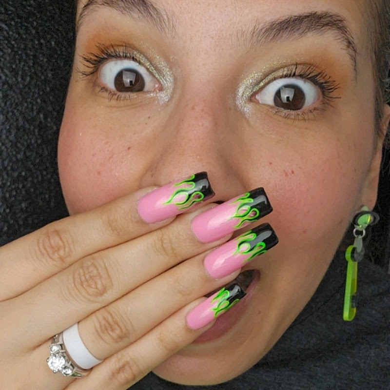 Pink Flame Nails