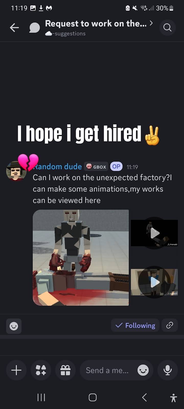 Post from random dude