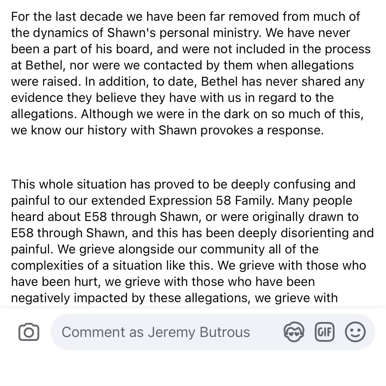 Post from Jeremy Butrous