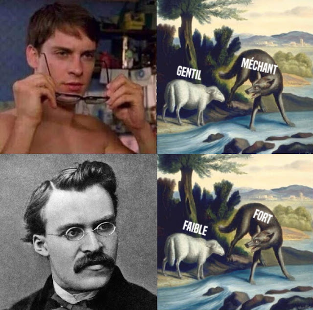 Nietzsche meme lunettes faible fort