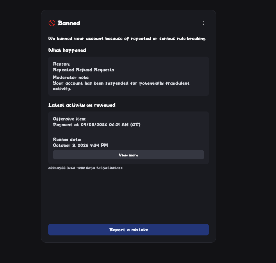 My main Roblox account got banned, and I lost access to my entire
