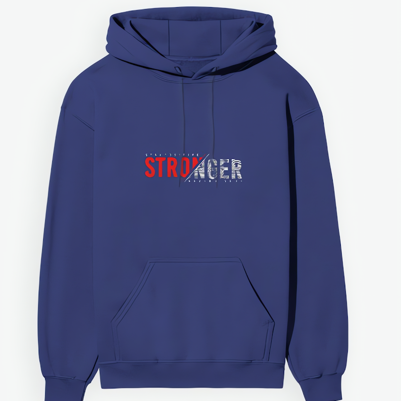 Stronger Graphic Hoodie | Unisex Premium 300 GSM Cotton Winter Hoodie - Royal Blue