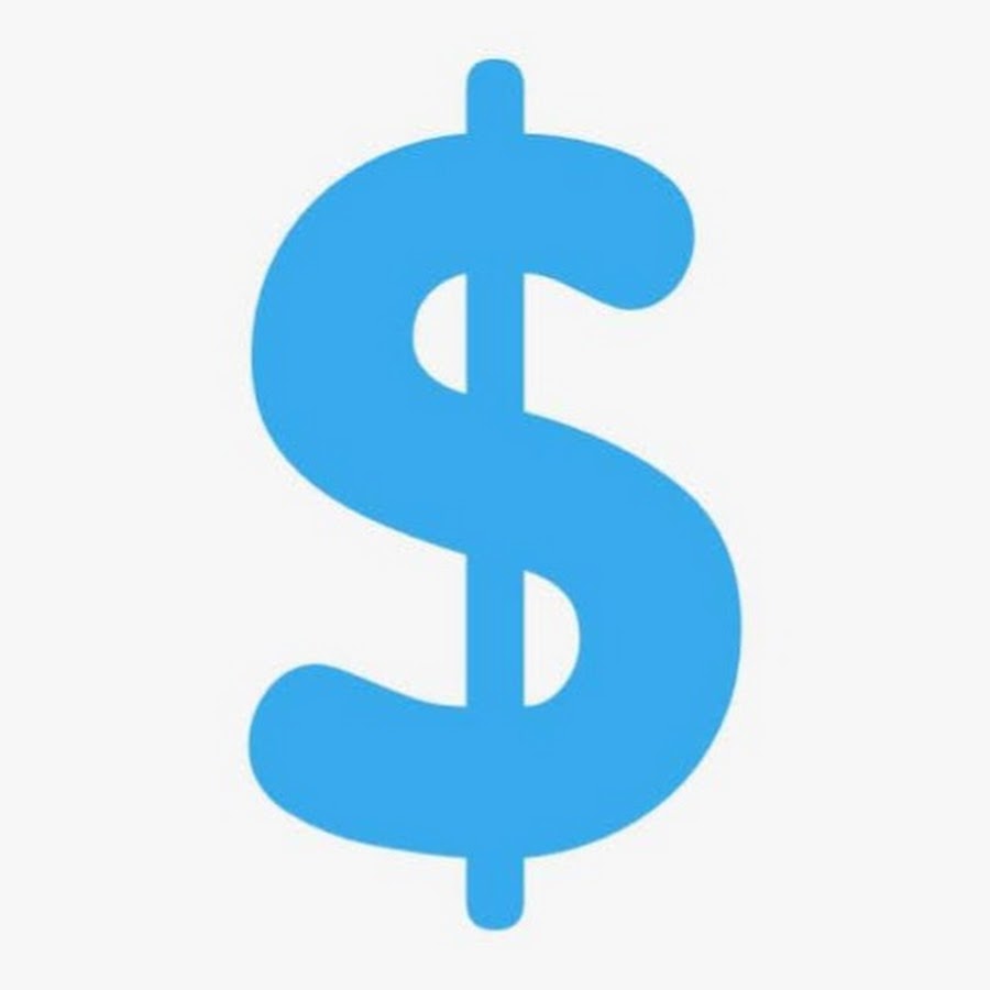 Синий значок доллара на белом фоне
