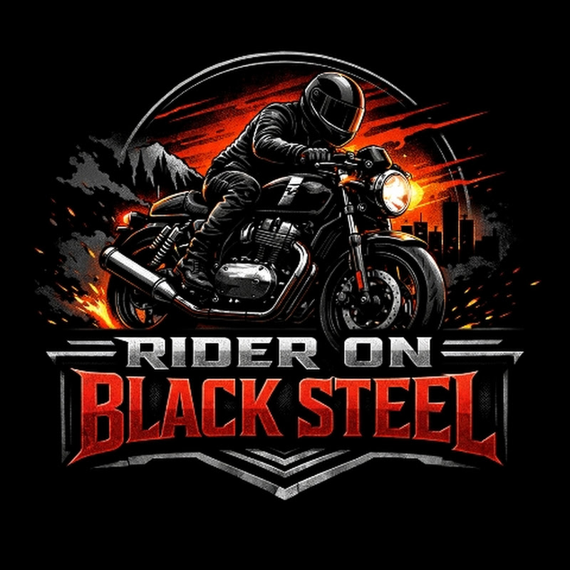 Rider on black steel