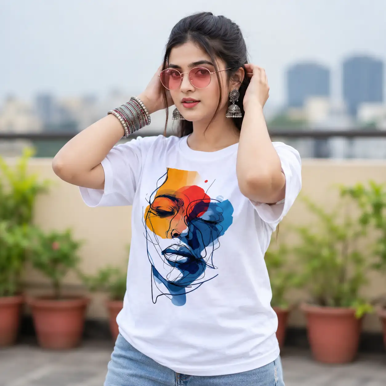 Abstract Face Graphic Oversized T-Shirt | Unisex Streetwear