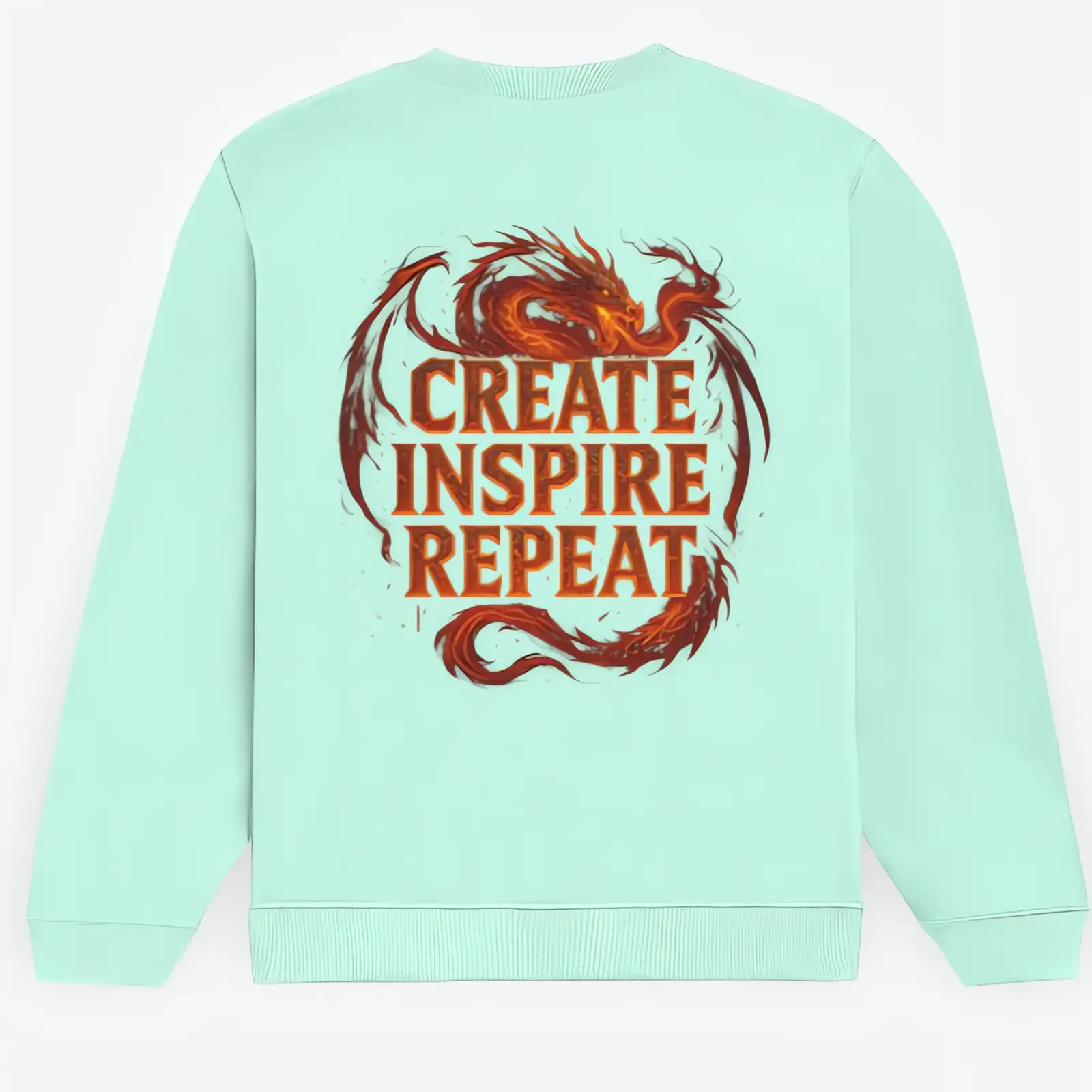 Create Inspire Repeat Dragon Sweatshirt | Unisex Premium 300 GSM Cotton Winter Sweatshirt - Mint