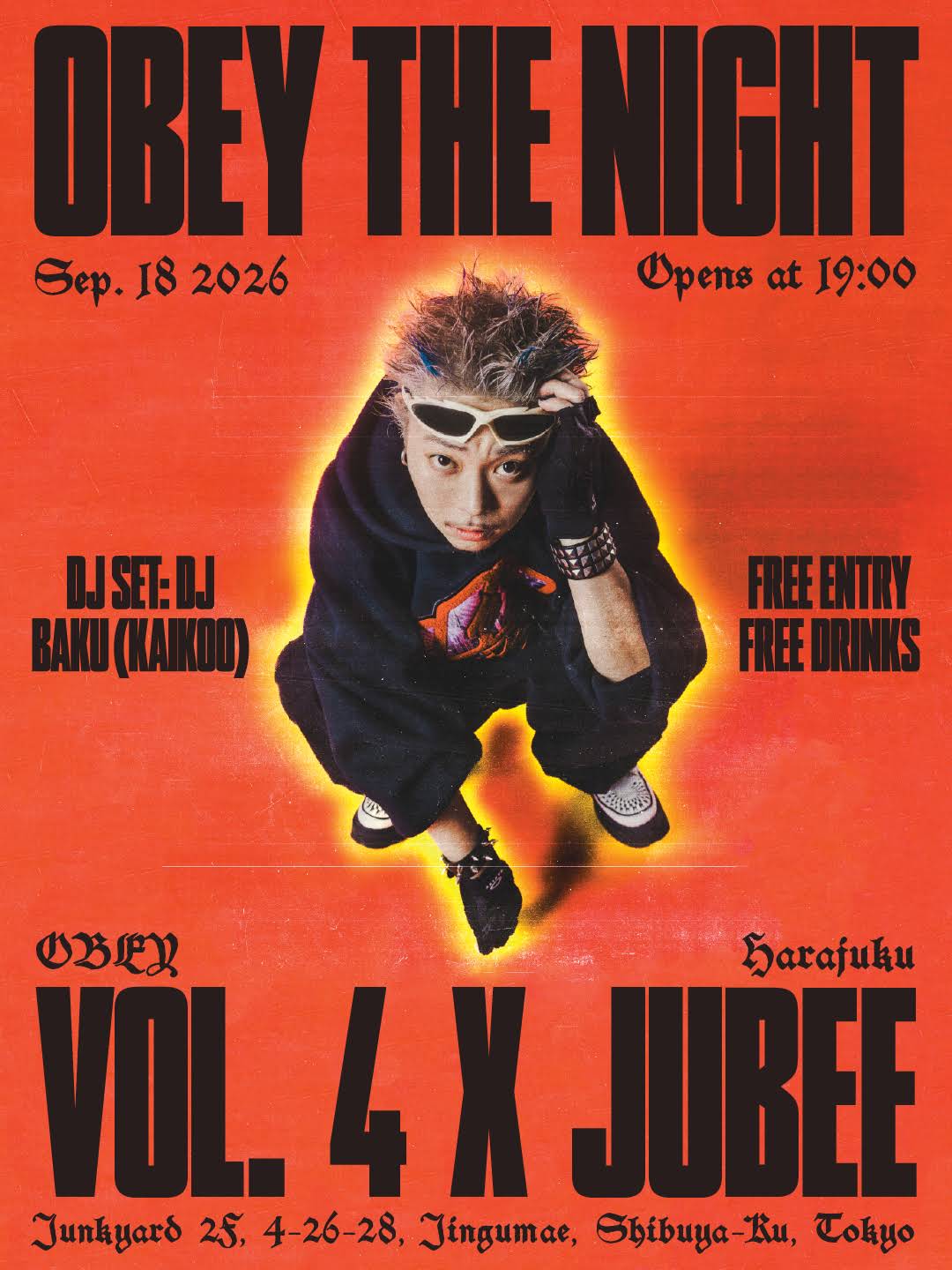 NEW LIVE INFO】 OBEY THE NIGHT VOL.4 x JUBEE JUBEE LIVE出演決定