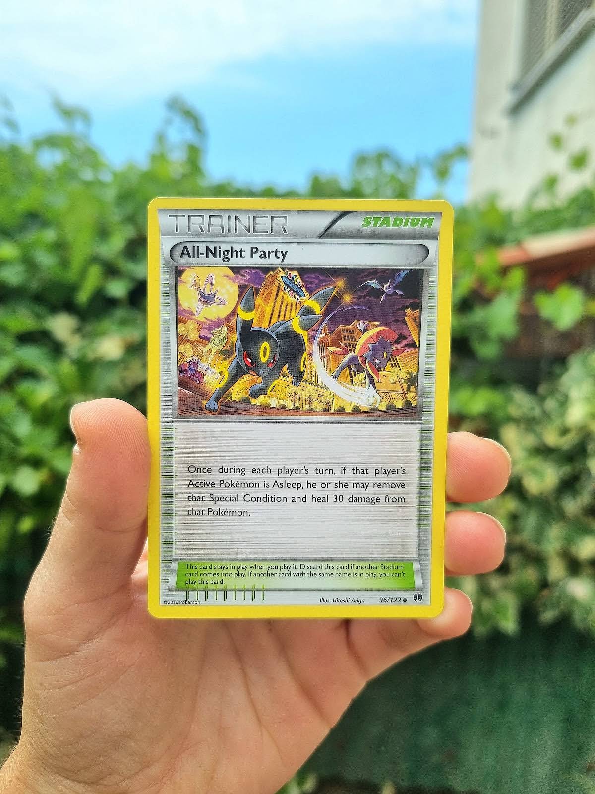 all night party pokemon card All-Night Trainer 96/122 X&Y Break Point Reverse Holo NM if that players Active Pokmon is Asleep Post from POKY BOX -