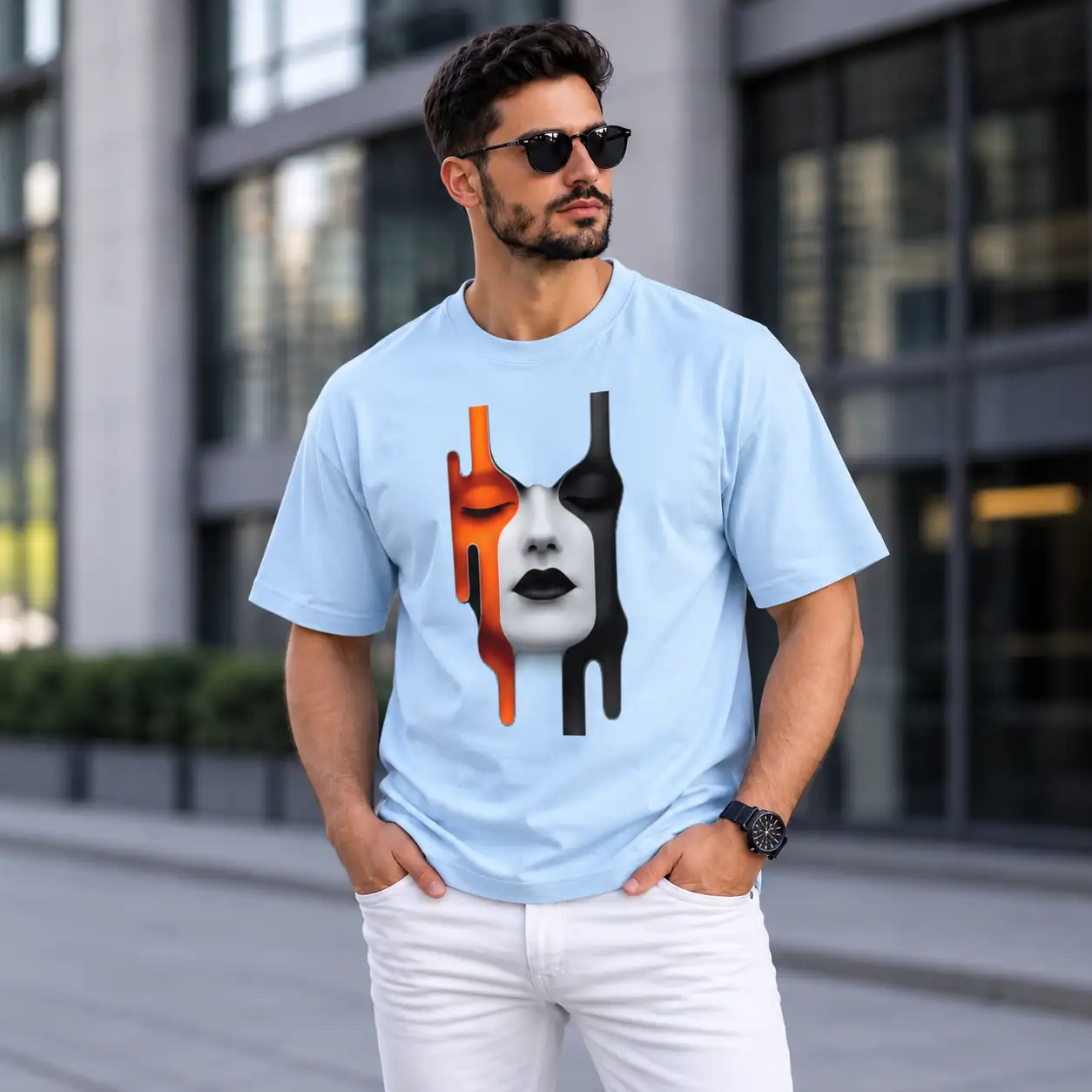 Drip Face Graphic Men's Stretch T-Shirt