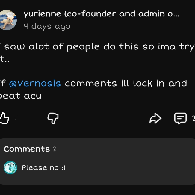 Post from verby (co-founder and admin of Da Cat Gang)