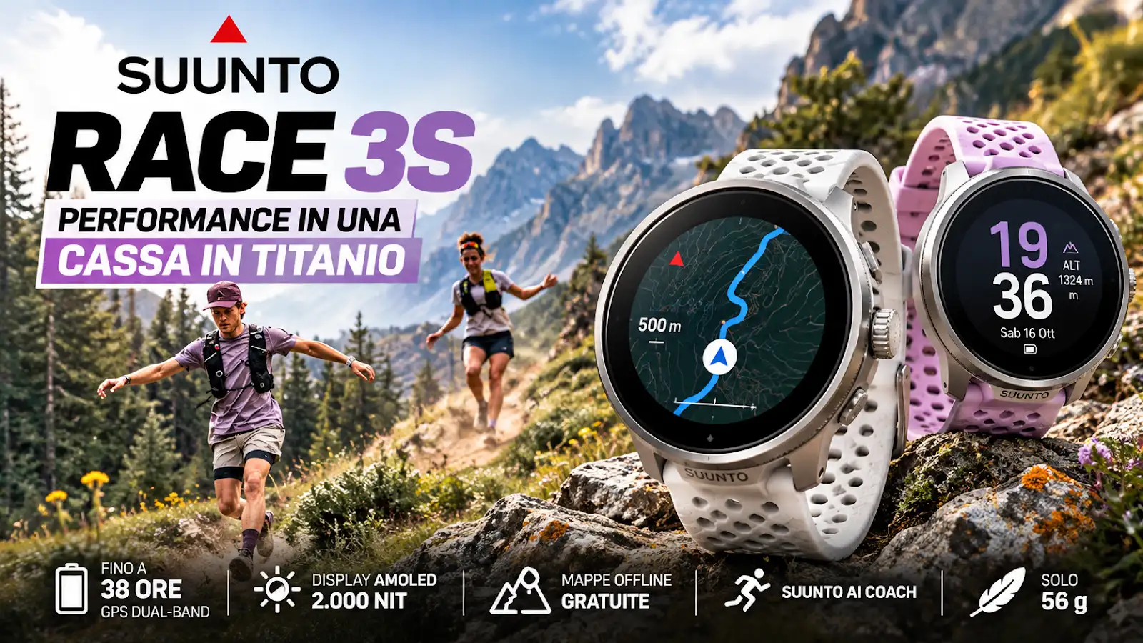 Suunto Race 3S debutta con cassa in titanio, AMOLED da 2.000 nit e fino a 38 ore di GPS dual-band