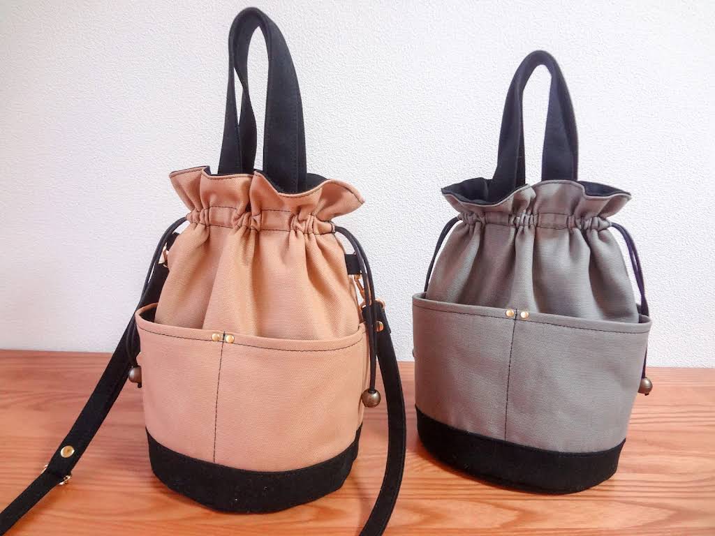 ハンドメイド❤️メリーボンボン丸底巾着トートバッグ！専用に