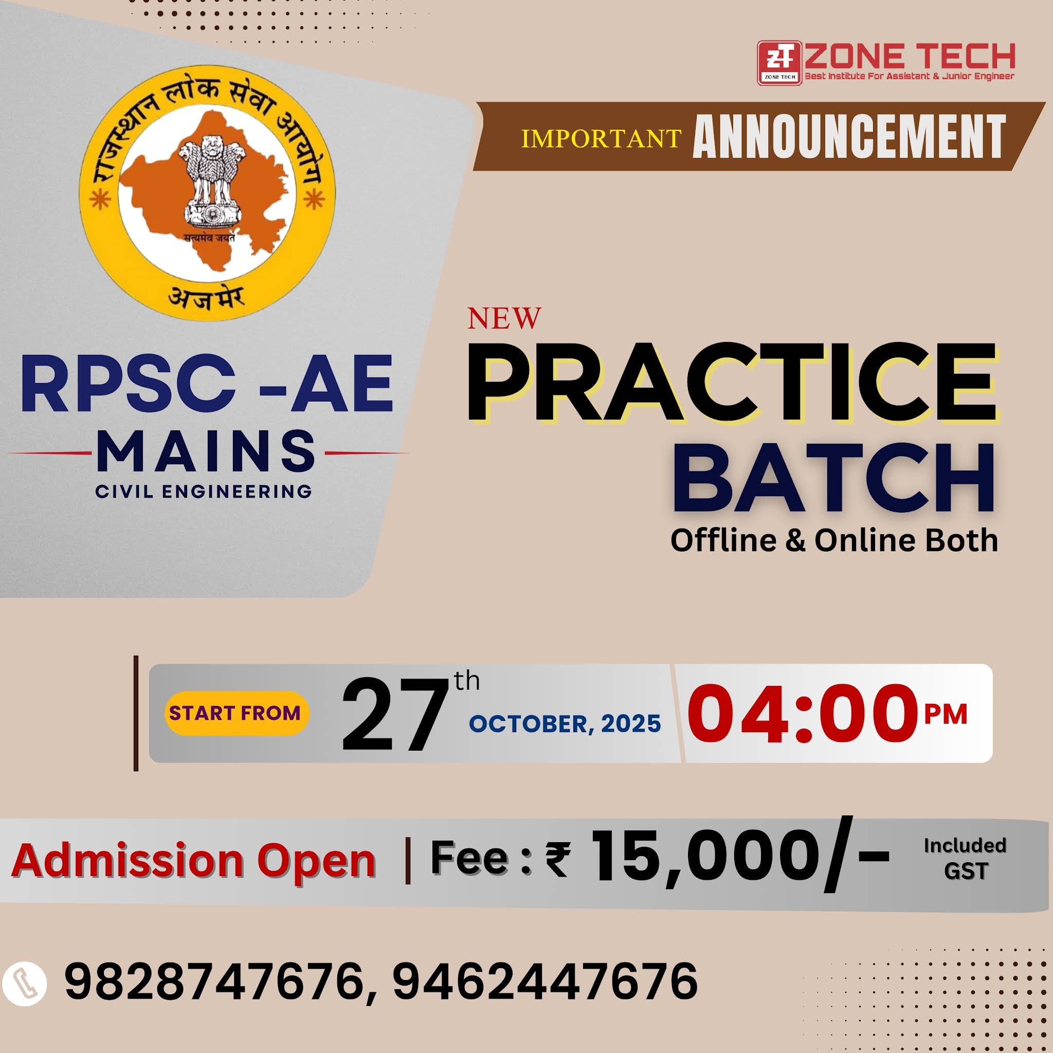 Post from ZONE TECH Institute for Assistant & Junior Engineer