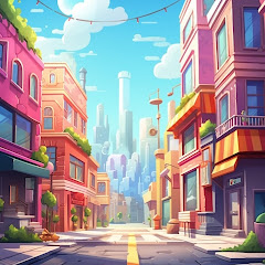 tech cartoon city