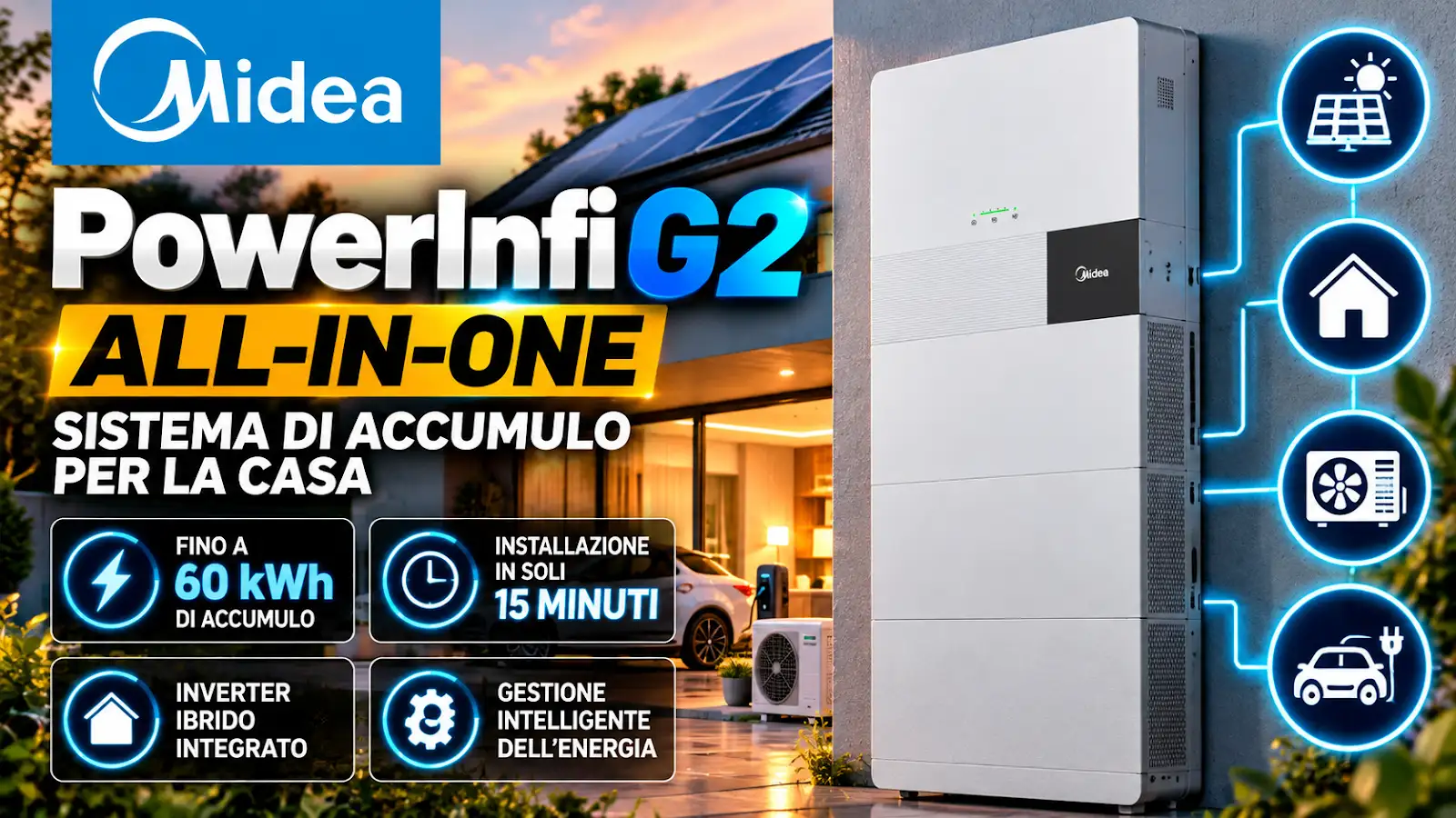 Midea presenta PowerInfi G2, sistema di accumulo All-In-One fino a 60 kWh