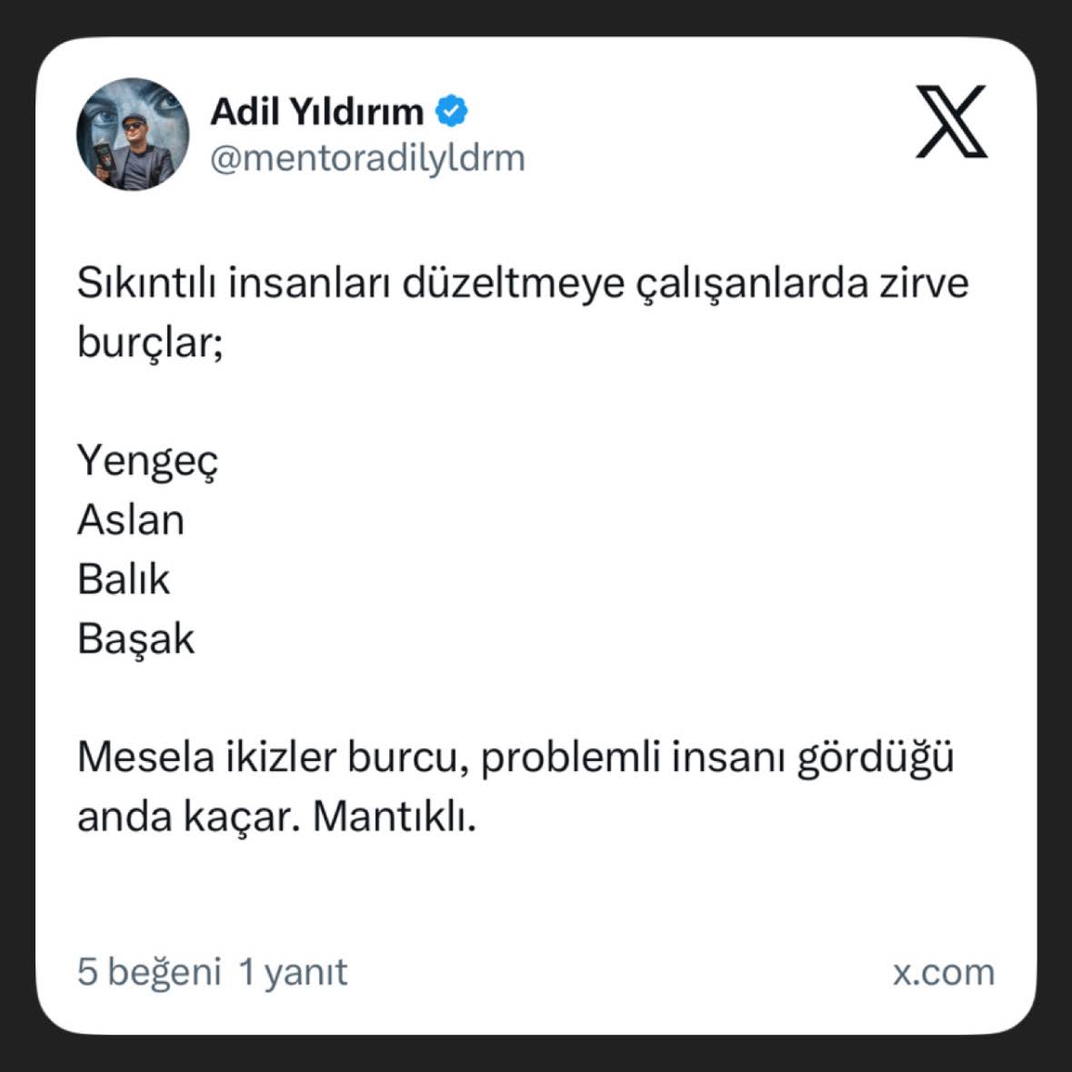 Post from Adil YILDIRIM