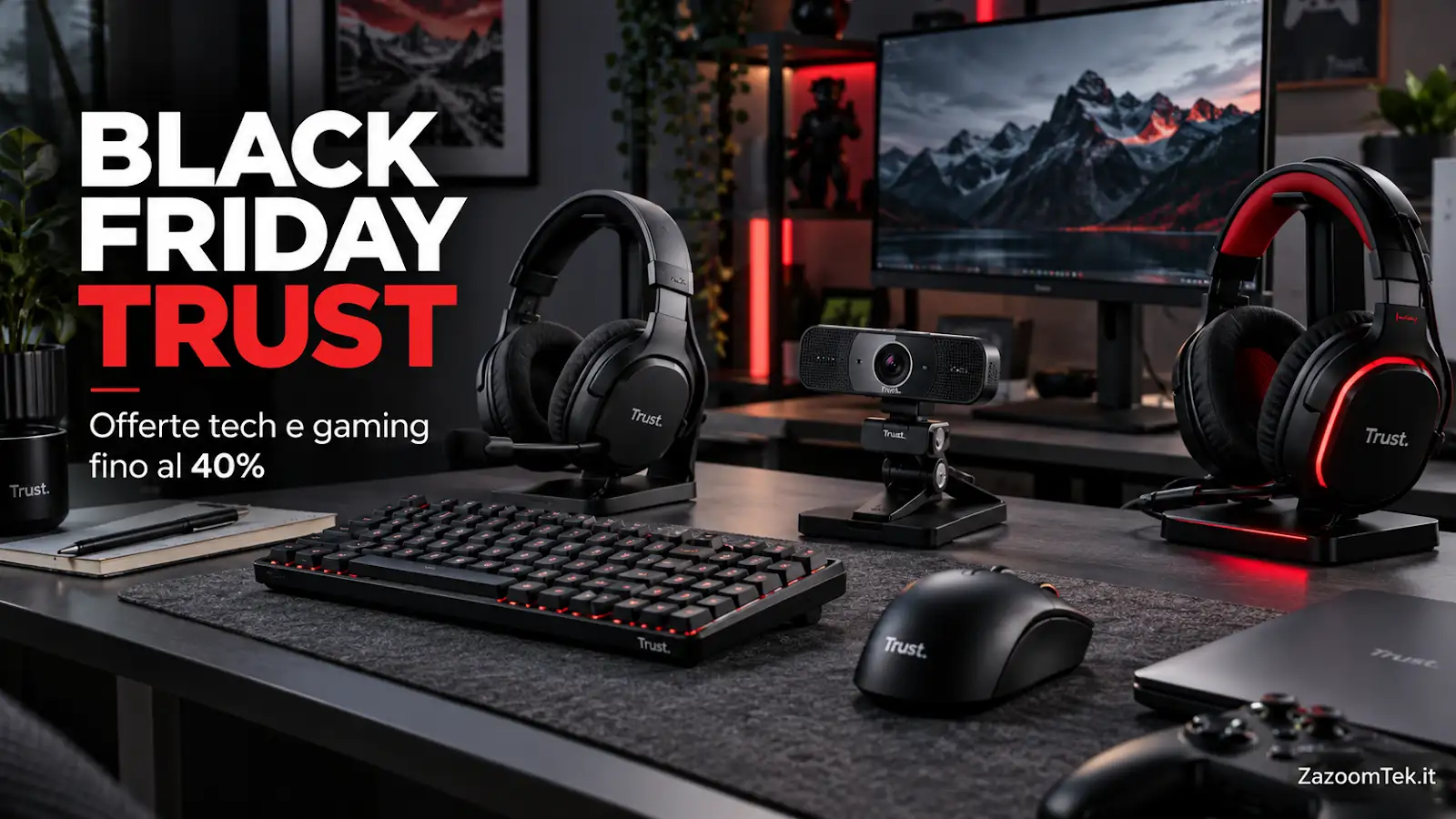 Trust prepara il Black Friday con accessori tech e gaming scontati fino al 40%