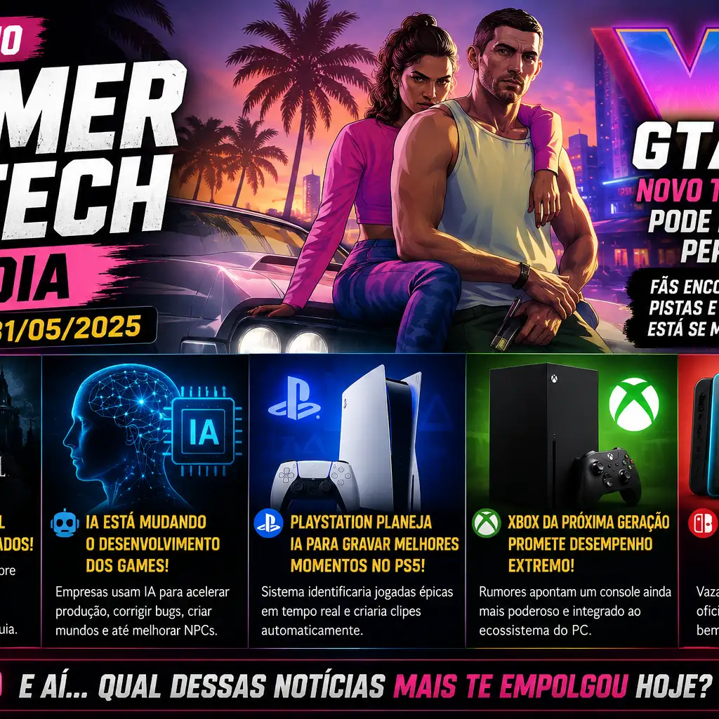 🎮 RESUMO GAMER & TECH DO DIA 🔥 A Sony pode estar preparando uma IA no PS5 capaz de gravar automaticamente os melhores momentos da sua gameplay. ...
