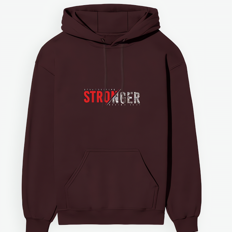 Stronger Graphic Hoodie | Unisex Premium 300 GSM Cotton Winter Hoodie - Maroon
