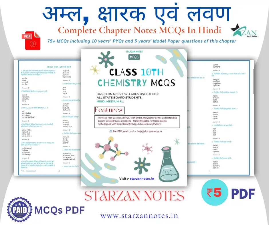 अम्ल, क्षारक एवं लवण - MCQs Cover