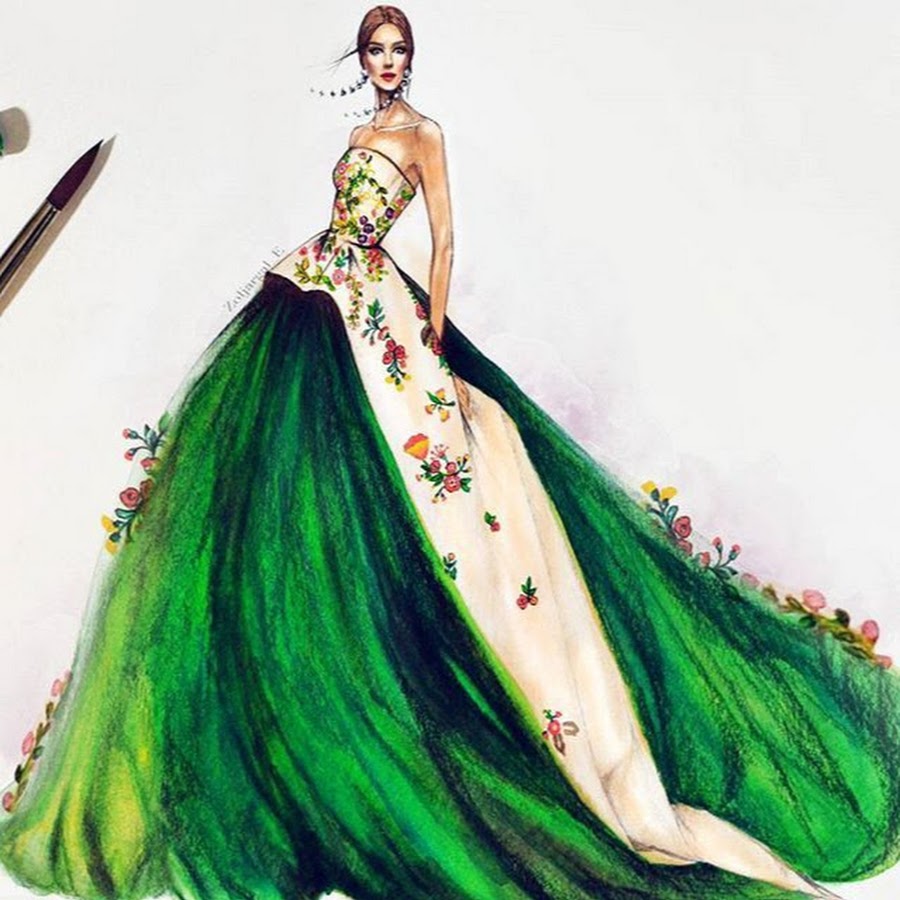 Цветные эскизы платьев