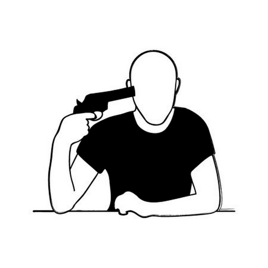 Пистолет у виска рисунок