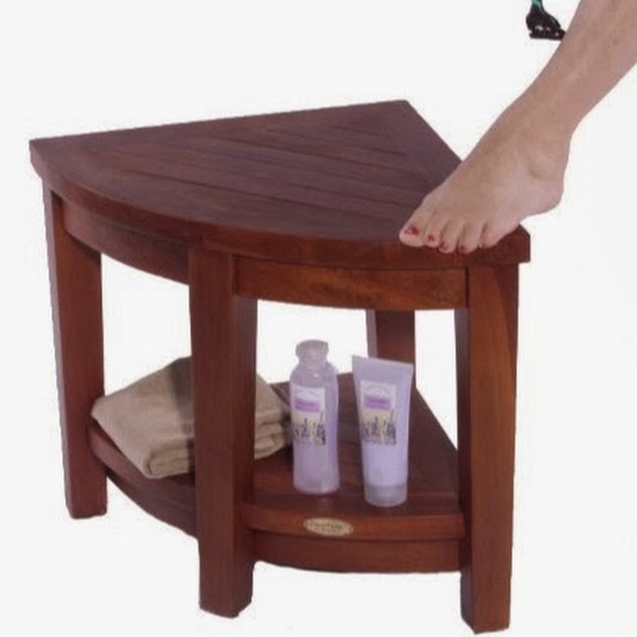 Oasis FULLY ASSEMBLED Teak Corner Shower Bench With Shelf- Shower